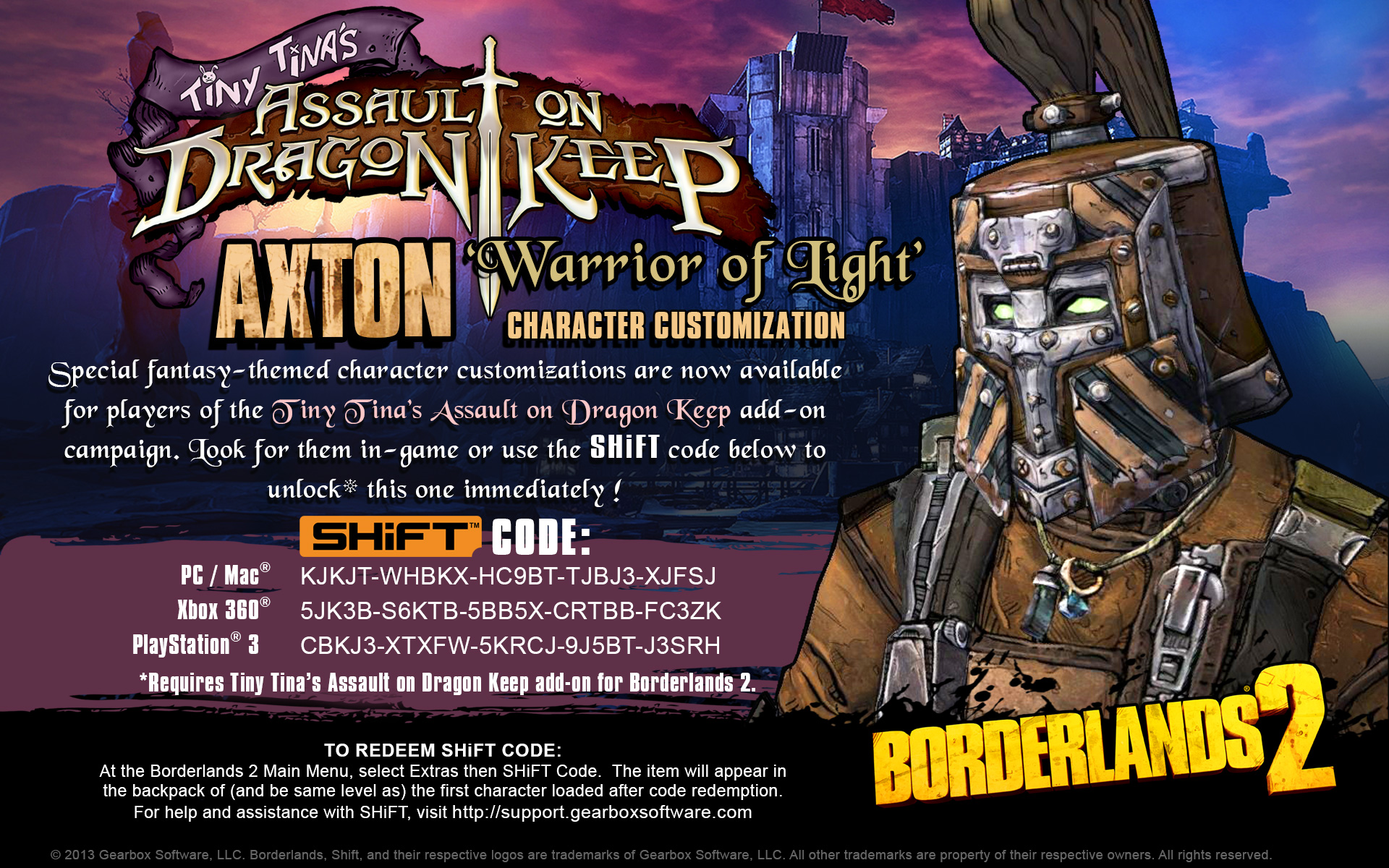 Borderlands 2 SHIFT Codes UPDATED